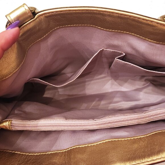 Coach Soho East West Leather Shoulder Bag - Ivory w/Gold Metallic - EUC - Picture 9 of 11